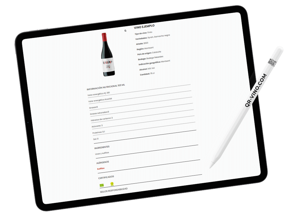 Aplicación QR etiqueta digital vinos