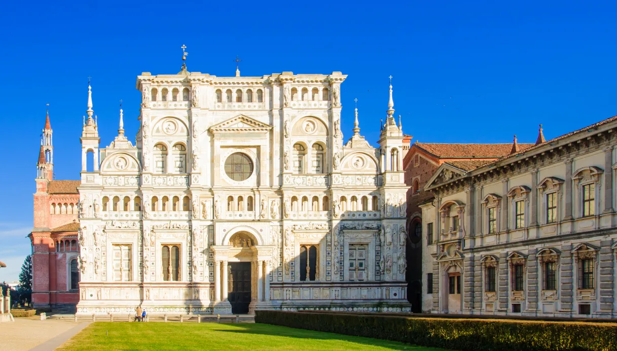 The Certosa di Pavia monastery, a famous Renaissance landmark near Milan, Italy.