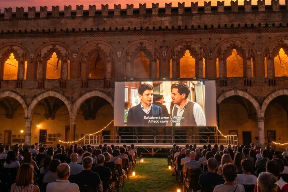Proiezione del cinema sotto le stelle nel cortile del Castello Visconteo di Pavia