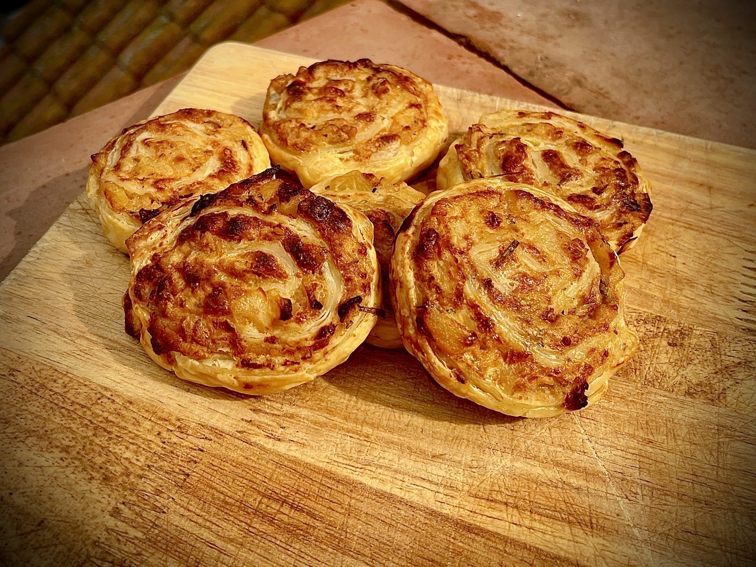 Potato, cheese and apple pinwheels