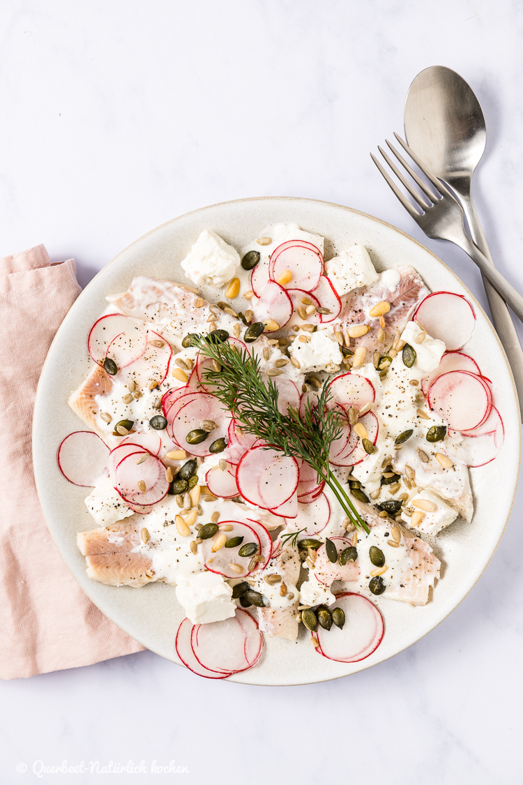 geraucherte forelle mit feta und radieschen querbeet naturlich kochen