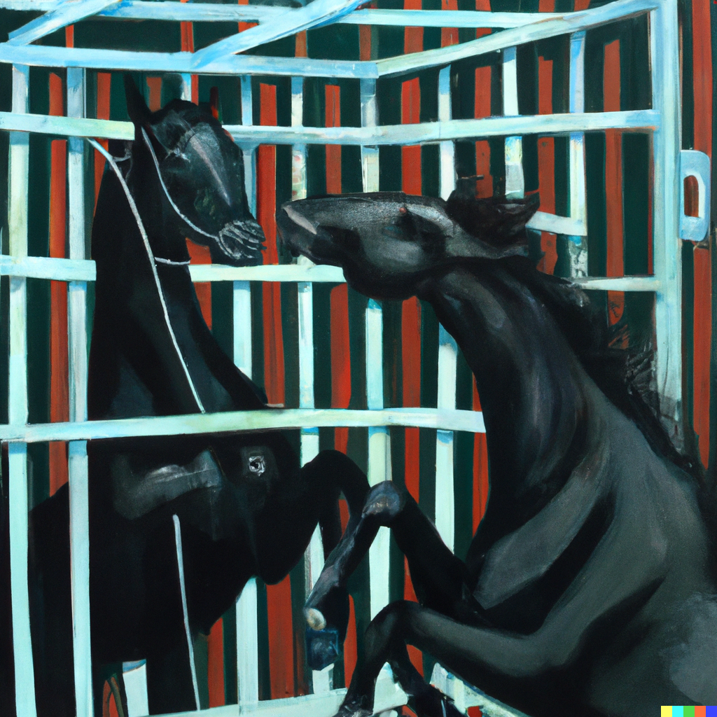 https://usercontent.one/wp/www.quest-for-coin.com/wp-content/uploads/2024/04/DALL·E-2024-04-20-16.52.12-An-acrylpainting-of-a-black-warmblood-horse-in-a-cage-and-another-warmblood-rescuing-and-opening-the-cage.png