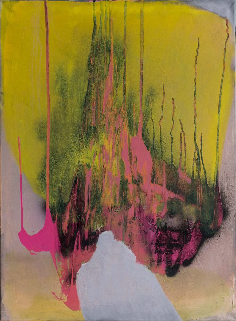 Untitled, 2015, oil and spraypaint on cotton, 70 x 95 cm