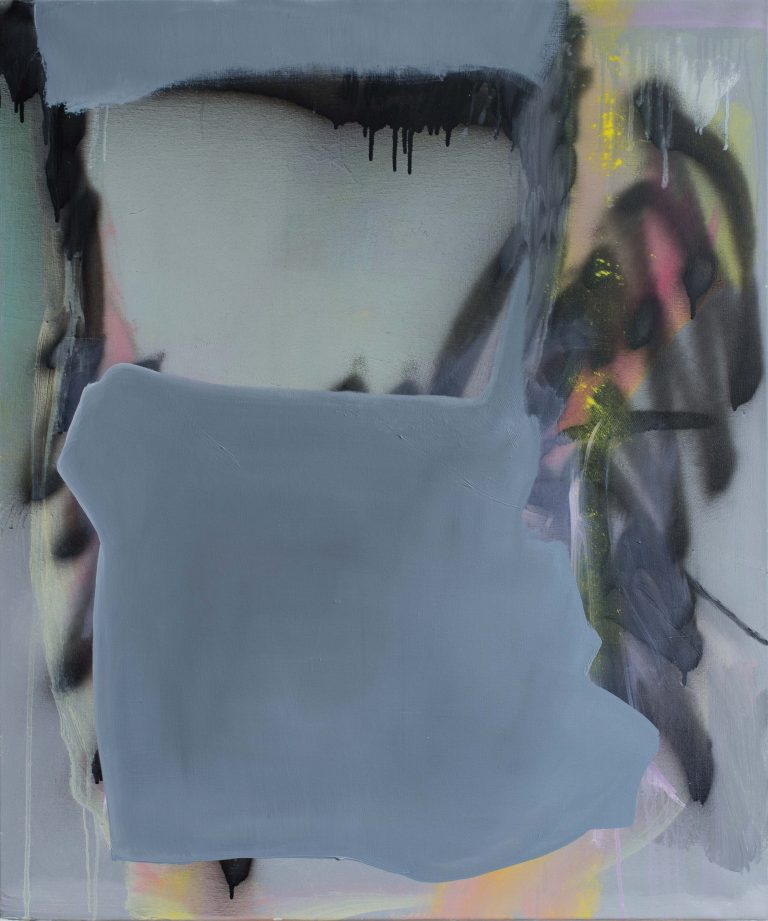 Untitled, 2016, oil and spraypaint on cotton, 75 x 90 cm