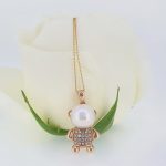 Diamond Pearl Bear Necklace