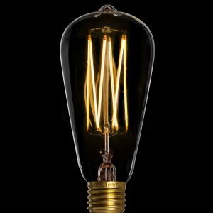 4=60 Watt DÆMP LED Edison de luxe Filament E27, Varmt hvidt lys 2.200K 28070