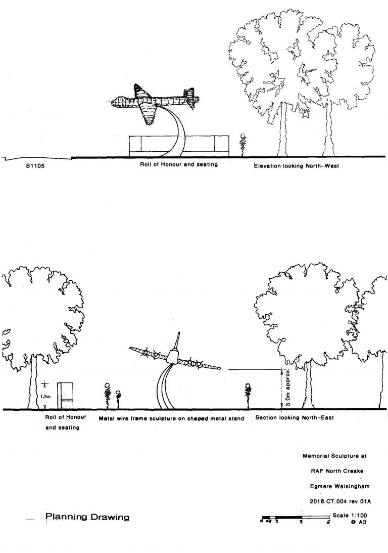 Side elevation of planned memorial site