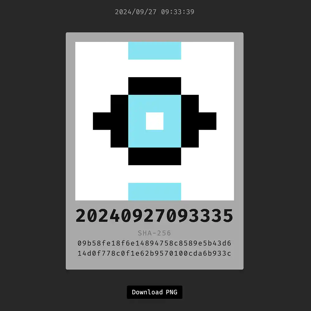 Timestamp med SHA-256, css-doodle och HTML5 canvas.