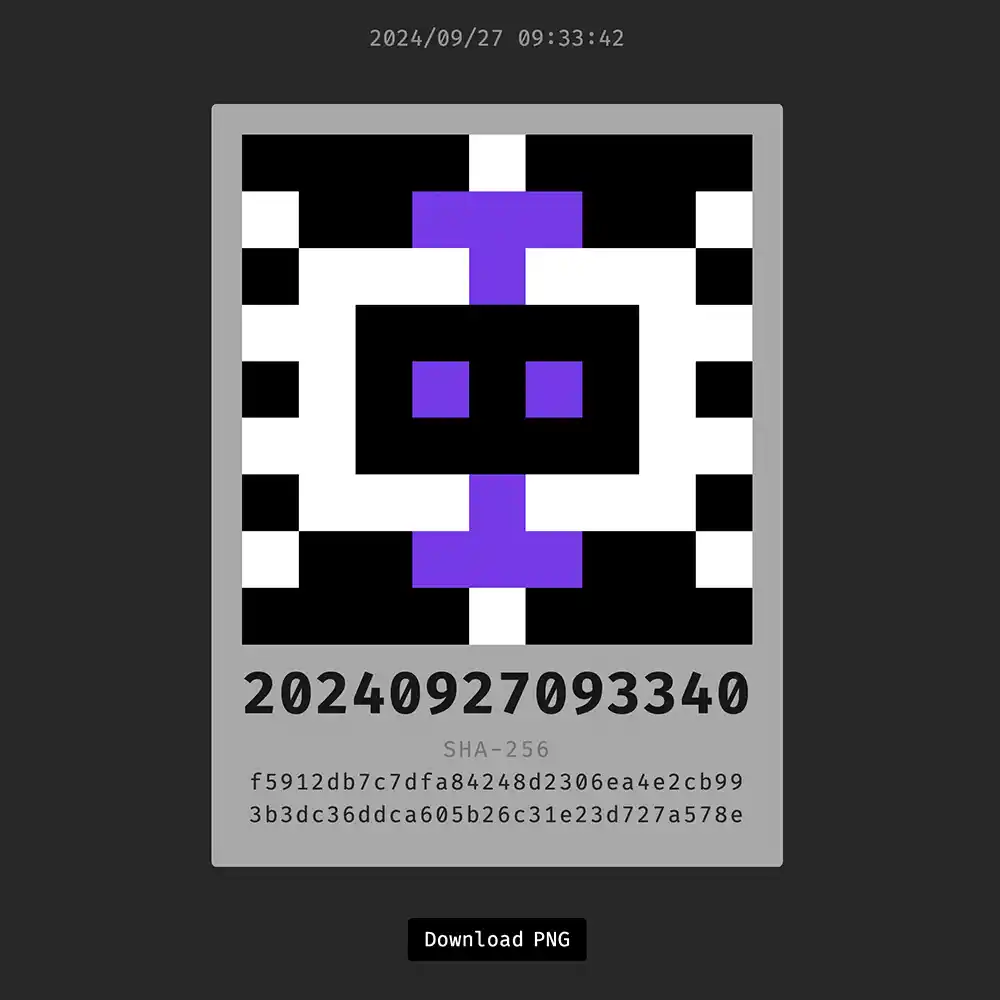 Timestamp med SHA-256, css-doodle och HTML5 canvas.