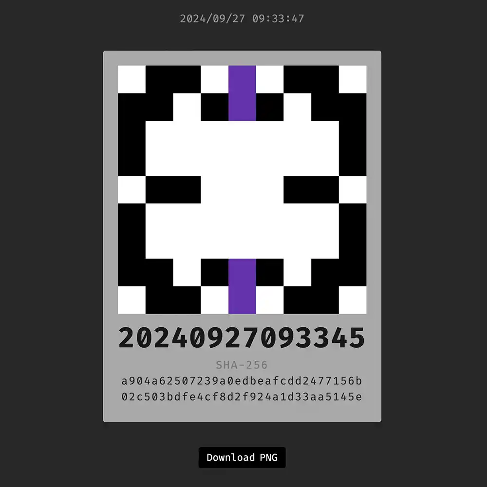 Timestamp med SHA-256, css-doodle och HTML5 canvas.