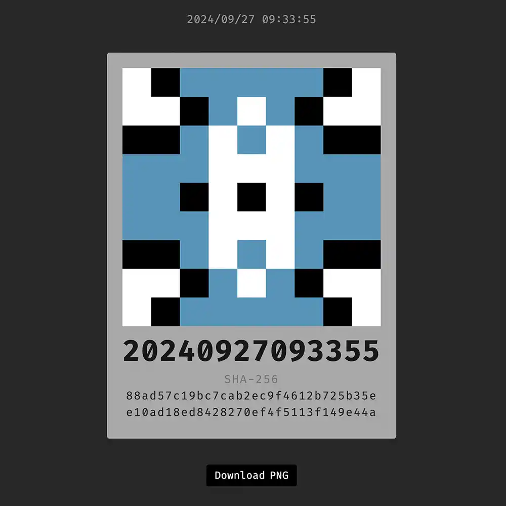 Timestamp med SHA-256, css-doodle och HTML5 canvas.