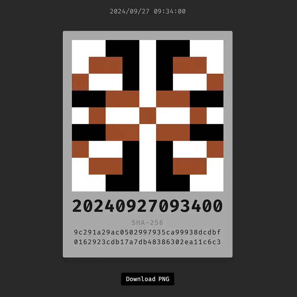 Timestamp med SHA-256, css-doodle och HTML5 canvas.