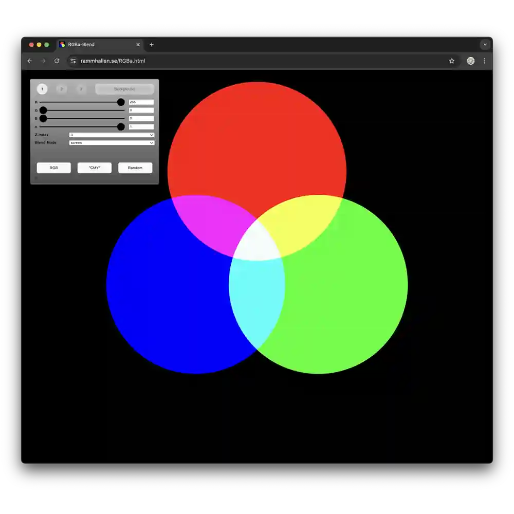 Utforska RGB med genomskinlighet och lagereffekter.