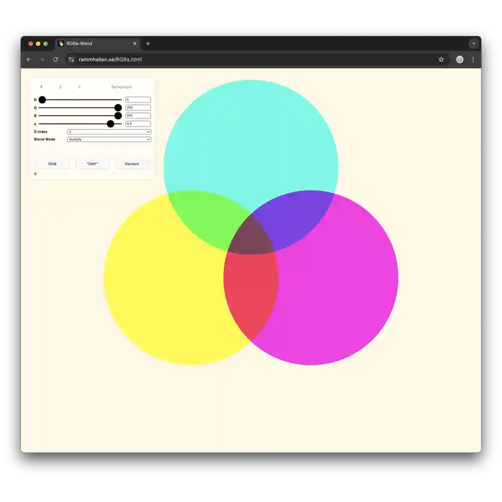 Utforska RGB med genomskinlighet och lagereffekter.