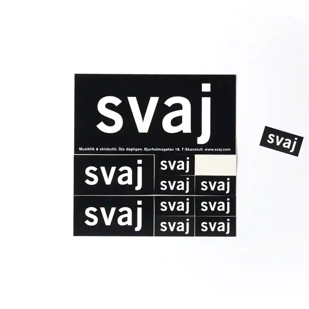 Logotype för Svaj, ett elektroniskt musik-kafé i Stockholm.