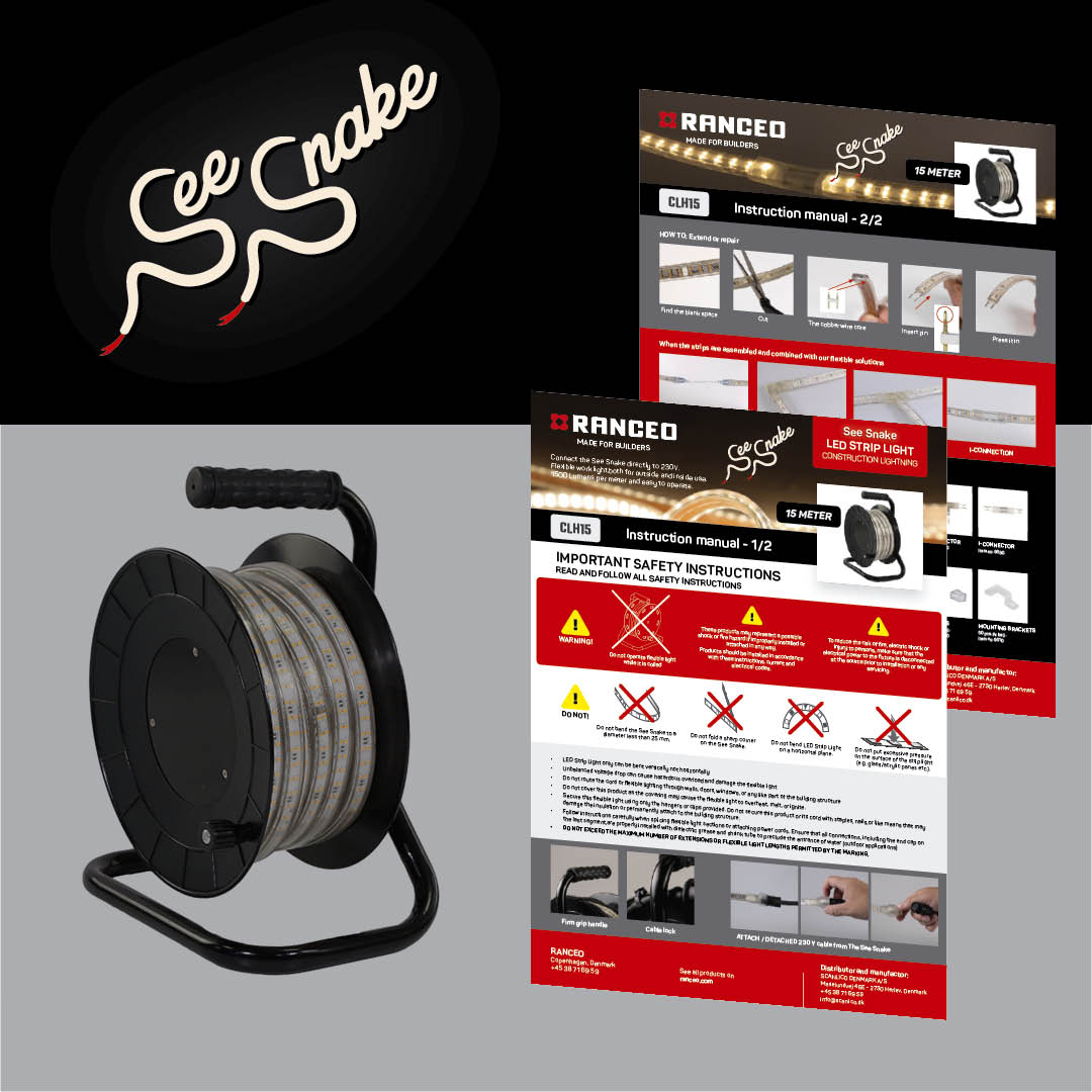 RANCEO - CLH15 See Snake - LED Strip Light - How to - Hvordan virker byggepladsbelysningen - Download hent din manual her som .pdf fil