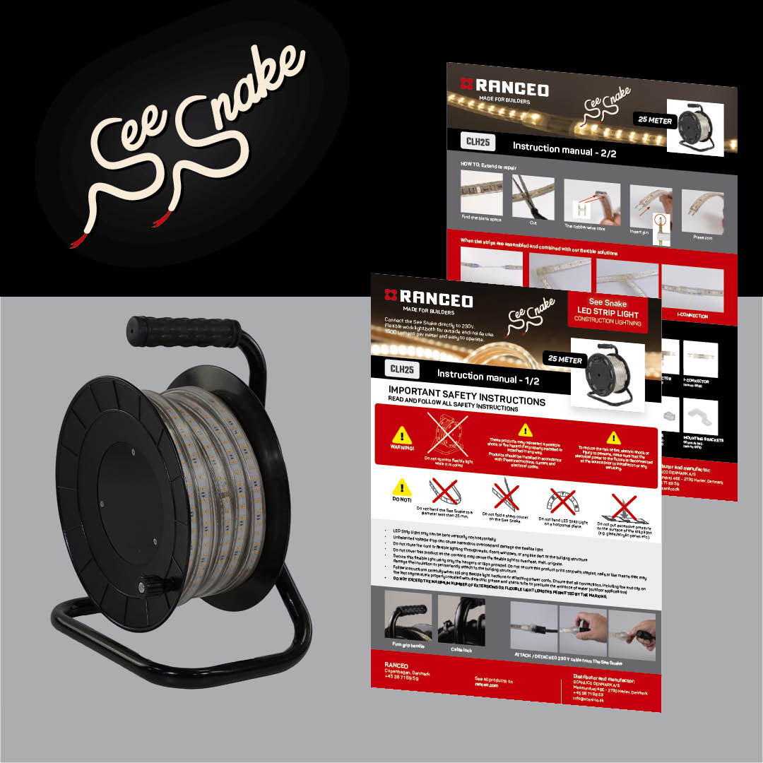 RANCEO - CLH25 See Snake - LED Strip Light - How to - Hvordan virker byggepladsbelysningen - Download hent din manual her som .pdf fil