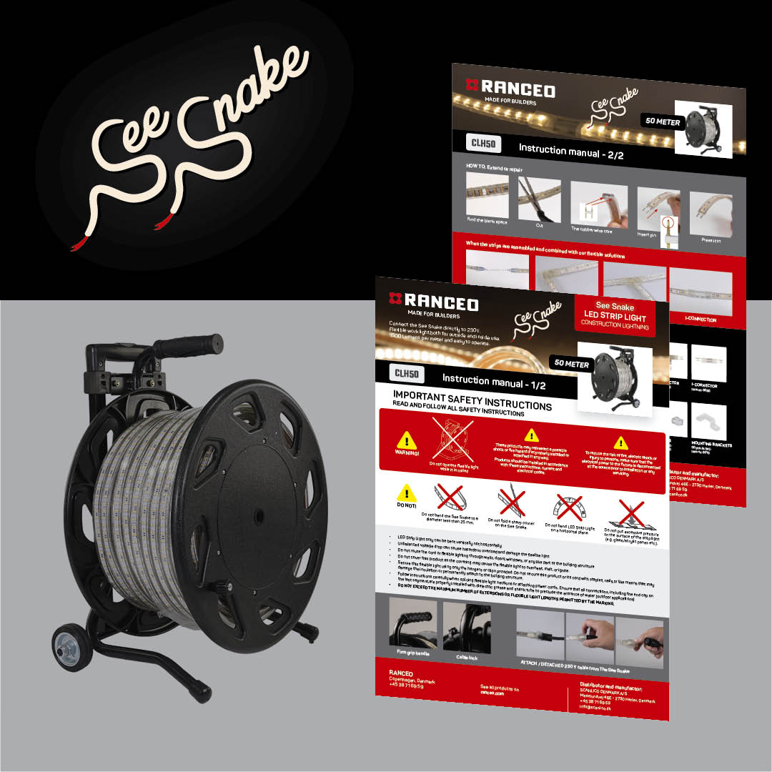 RANCEO - CLH50 See Snake - LED Strip Light - How to - Hvordan virker byggepladsbelysningen - Download hent din manual her som .pdf fil