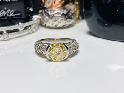 Bouton-canary Yellow Silver Ring 3