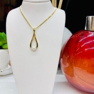 Gold Pear Pendant with Diamonds