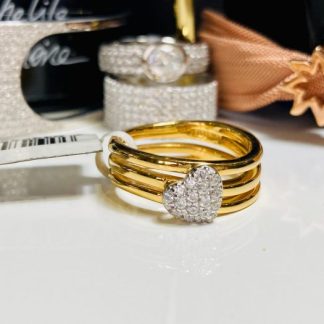 Viventy - Gold 3 Bar with CZ Heart
