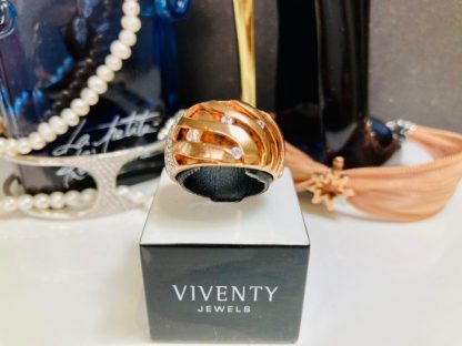 Viventy - Wide Rose Gold Wave Ring