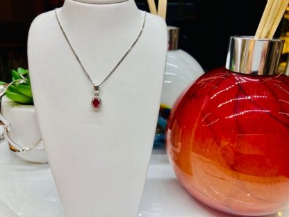 White Gold Ruby and Diamond Necklace