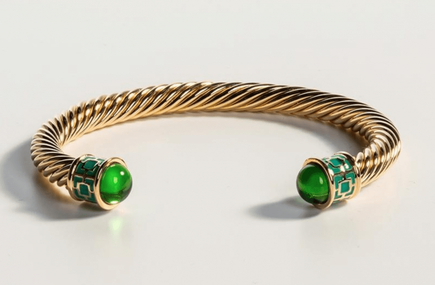 Maya Torque Emerald & Gold Bangle