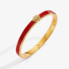 Skinny Pave Button Red & Gold Bangle
