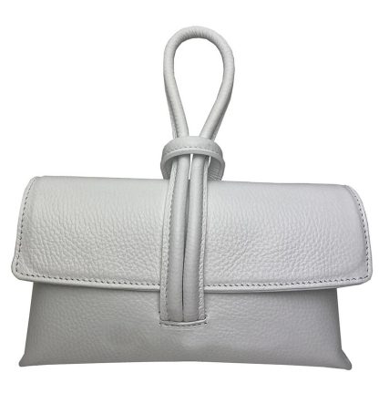 Luna Leather Clutch Bag white