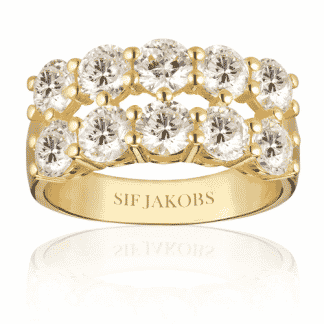Ring Belluno Due - 18k gold plated with white zirconia