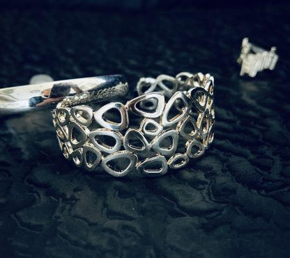 Sterling Silver Open Ovals Cuff Bangle