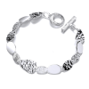 Sterling Silver Oval Link Bracelet 925 Sterling silver bracelet with links of solid silver ovals in various sizes and with polished and hammered finish complete with a durable solid chain & toggle fastening for ease.