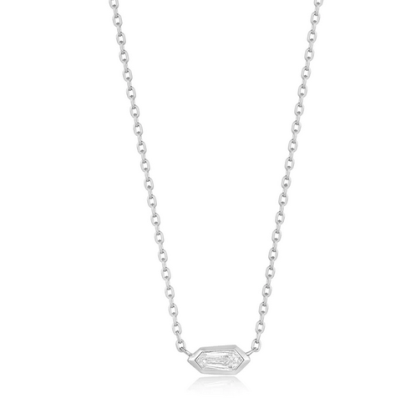 Silver Sparkle Emblem Chain Necklace 1