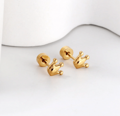 Hypo - Allergenic Gold Crown Earrings