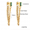 Hypo-Allergenic Gold Green Stone Chain Earrings