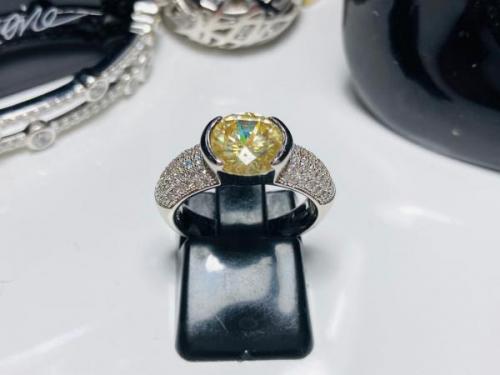Bouton-canary Yellow Silver Ring 3