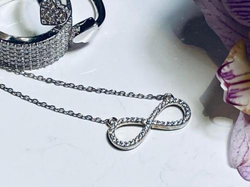Sterling Silver Side Infinity Necklace