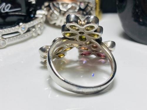Sterling Silver Colourful Flower Ring