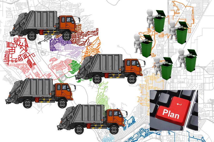 Waste collection, route planning for residential and industrial collection