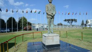 Haile Selassie I laying foundation stone H.S.I University