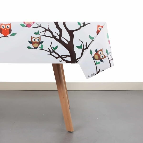 Raved Oilcloth - Owls White