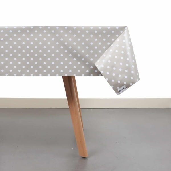 Raved Oilcloth - White Dots - Gray