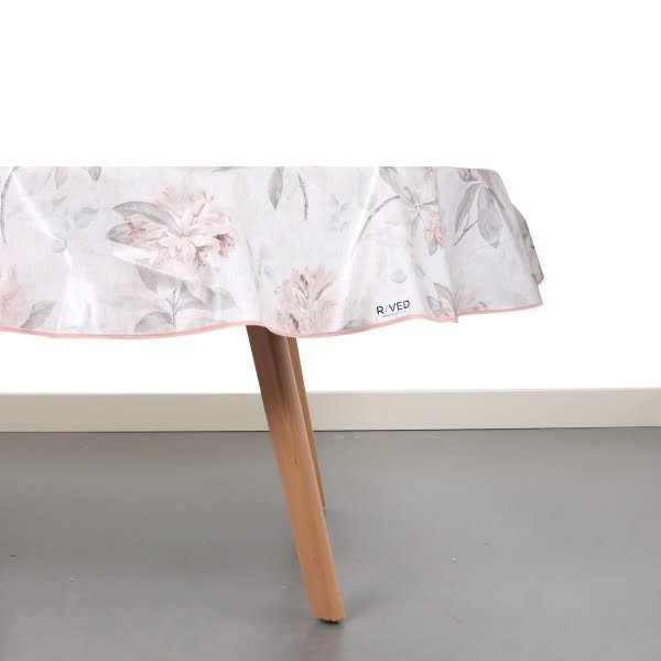 Raved Round Oilcloth ø 160 cm - Flower Design Pink