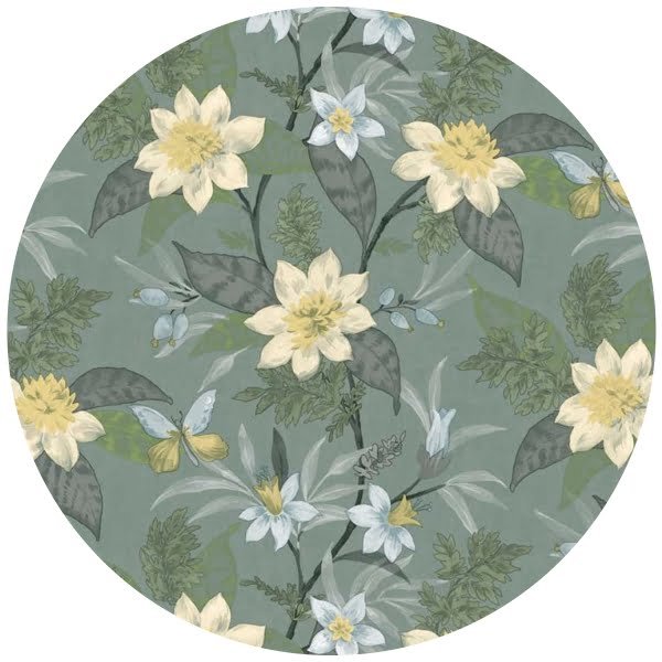 Raved Round Oilcloth ø 160 cm - White and Green Flowers