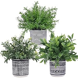 3 Pcs Assorted Small Faux Potted Plants