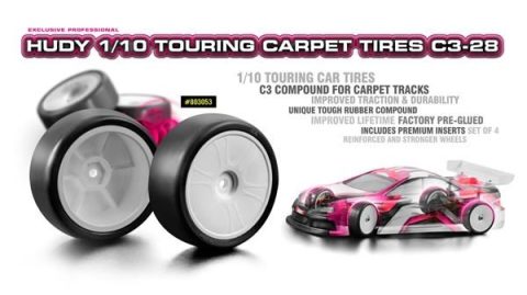 Hudy 1/10 TC Carpet tires C3-28 (x4) - Afbeelding 2