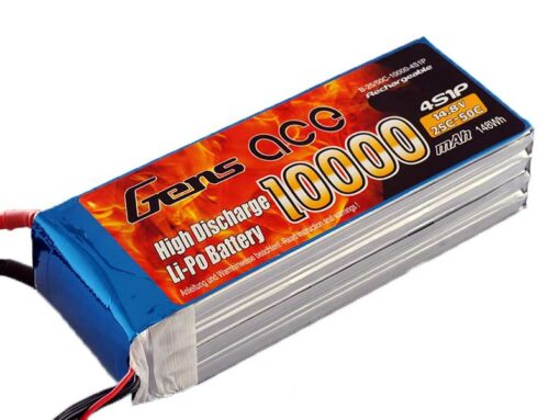 Gens ace 10000mAh 14.8V 25/50C 4S1P Lipo Battery Pack - Helicopter - Airplane - Multirotor - RcHobby24