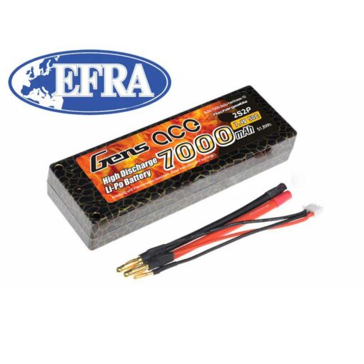 Gens ace 7000mAh 7.4V 50C 2S2P HardCase LiPo Battery 10# EFRA Approved - RC Car - RcHobby24