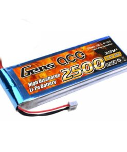 Gens ace 2500mAh 7.4V 25C 2S1P Lipo Battery Pack - DEAN-T - Align Trex, GAUI - RcHobby24